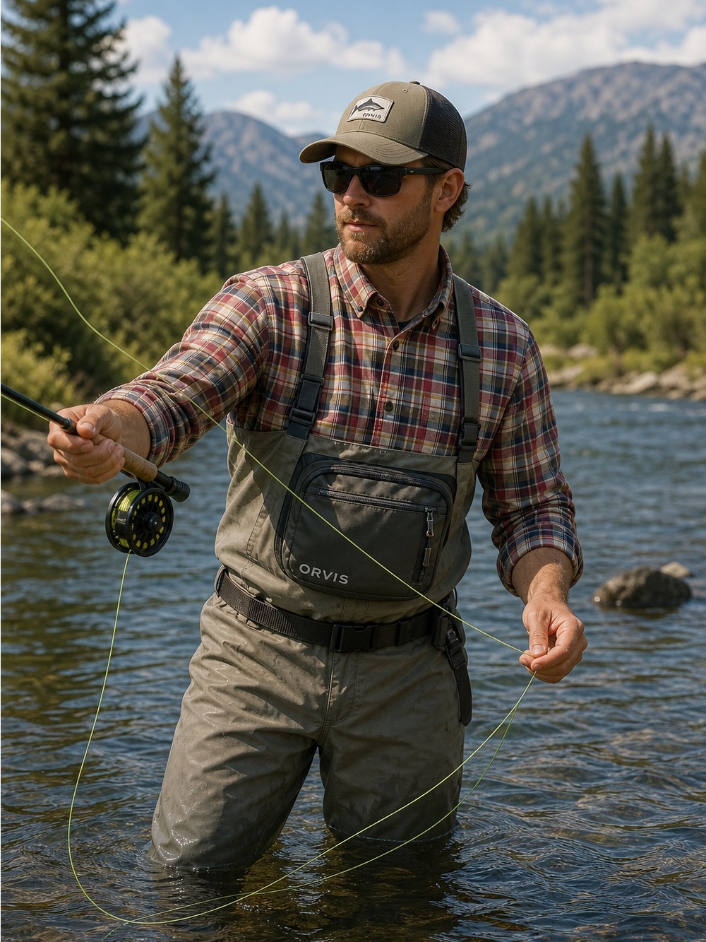 Orvis Sporting Shirt Men XL Outdoors Plaid Flannel Heavy Cotton Long Sleeve